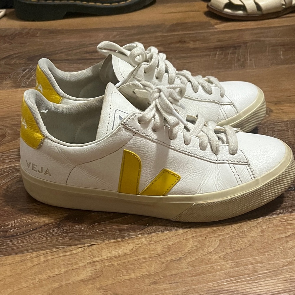 Veja Women's White and Yellow campo Sneakers
